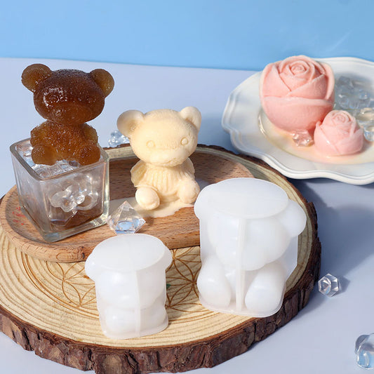 Silicone Mold Bear Shape Ice Cube Maker Chocolate Cake Mould Candy Dough Mold For Coffee Milk Tea Fondant Whiskey Ice Mold
