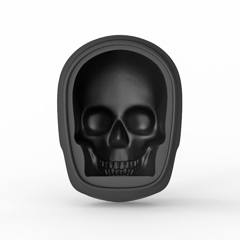 Single Hole Big Skull Shape Lidded Silicone Ice Tray