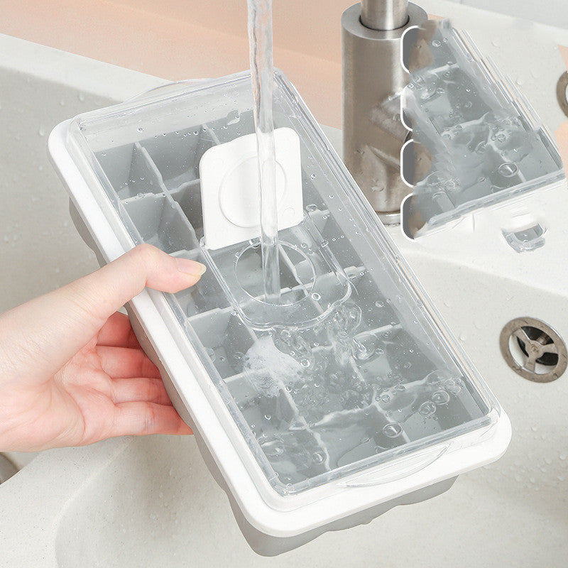 18-grid Transparent Non-flavor Ice-making Hole Cover Water-filled Silicone Ice Tray