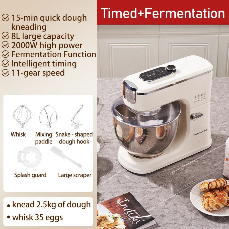 SUNATUR 8L Stand Mixer 2000W,Stainless Steel Bowl