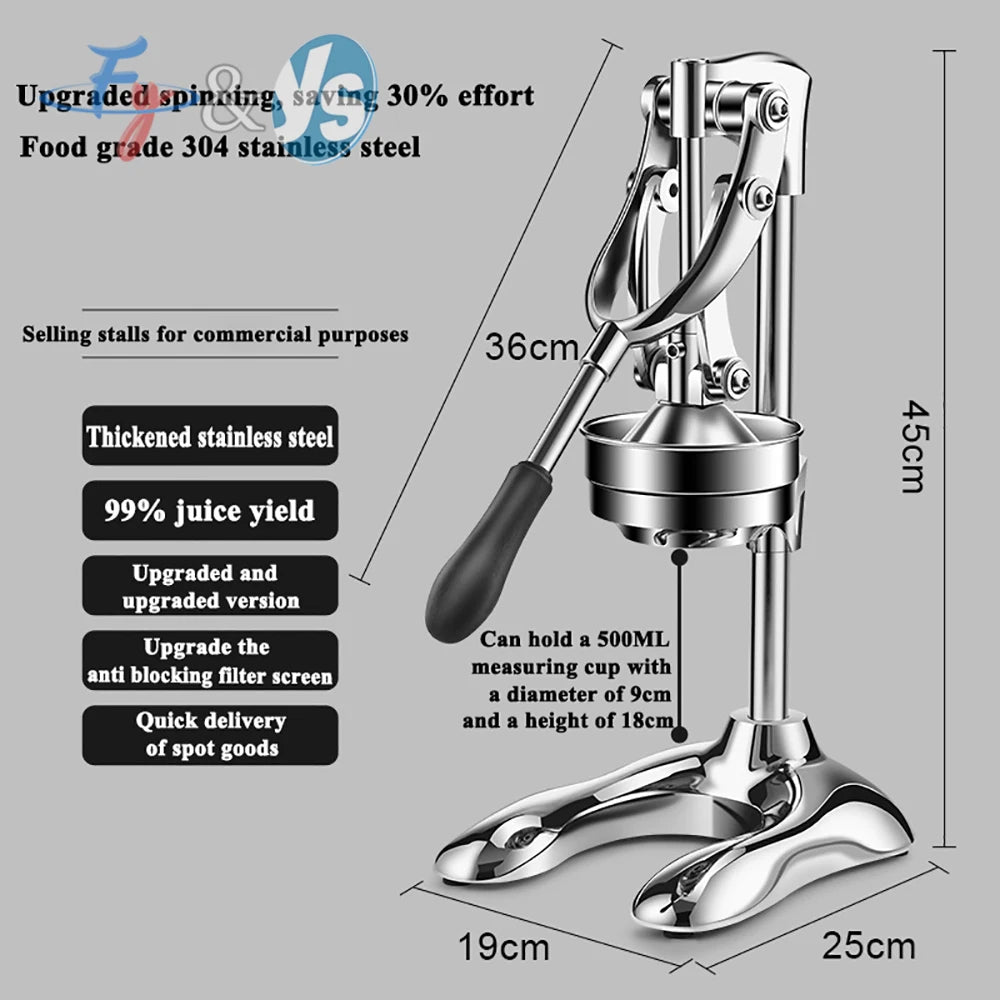 Professional Stainless Steel Strainer Cone Manual Orange Juicer