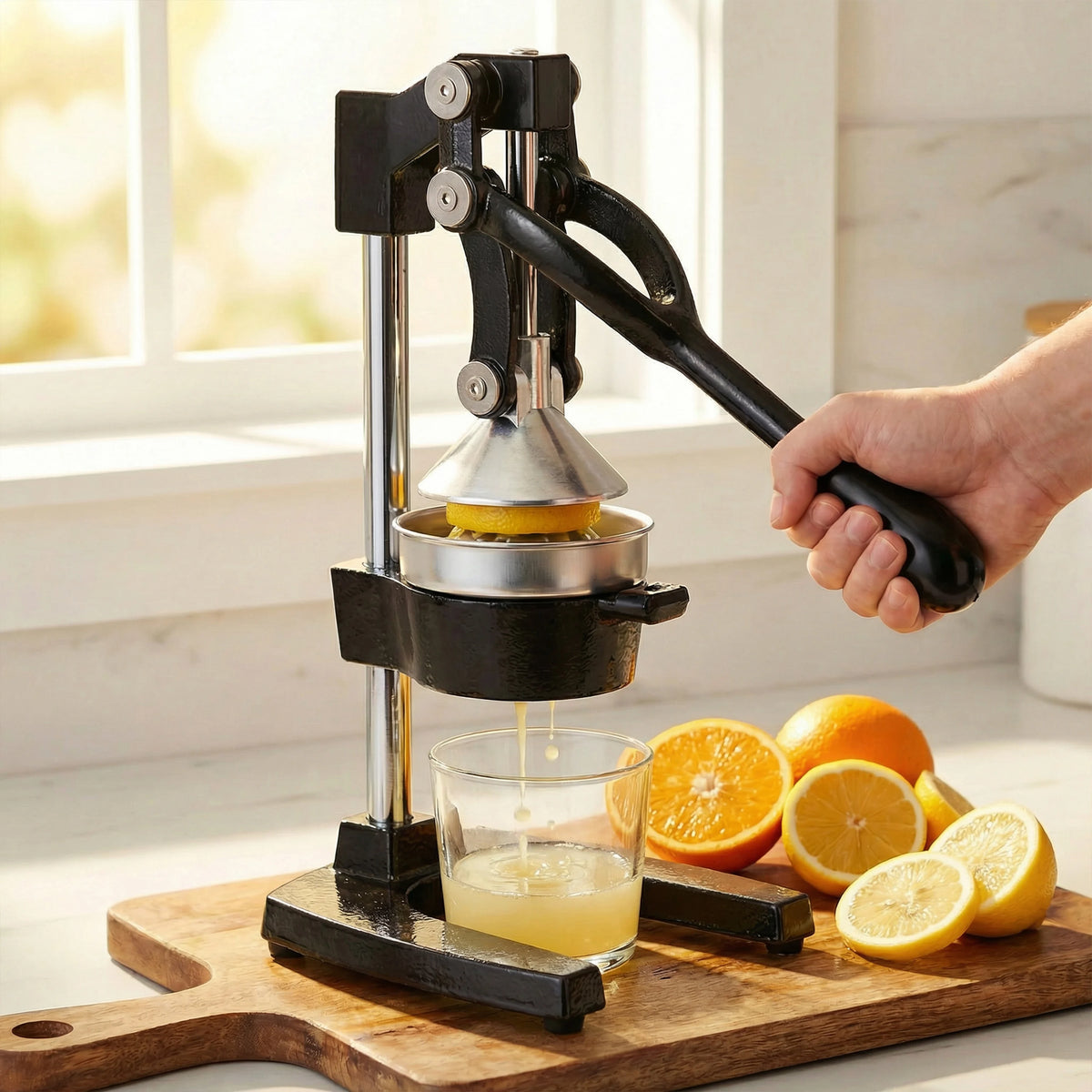 Cast Iron Citrus Juicer, Extra-Large Commercial Grade Manual Hand Press, Heavy Duty Countertop Squeezer for Fresh Orange, Grapefruit, Lemon, Lime, Pomegranate Juice, Lever Design, Dishwasher Washable Parts