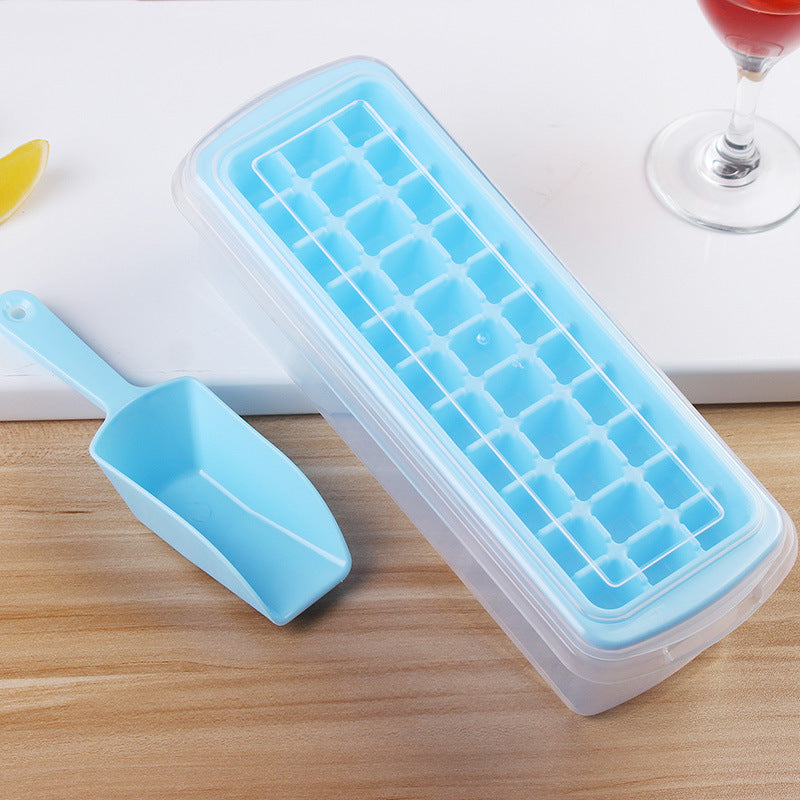 Fashionable Ice Tray With Fresh-keeping Box Multi-cell Ice Box Homemade Ice Shovel
