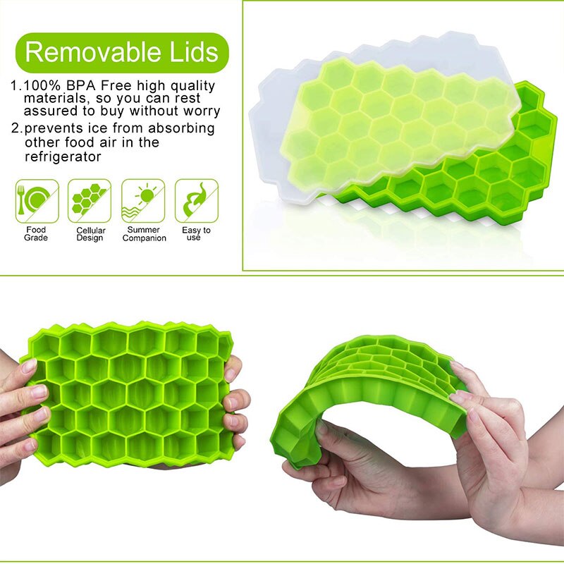 Honeycomb Ice Mold Ice Cube Maker 37 Cells Grade Flexible Silicone