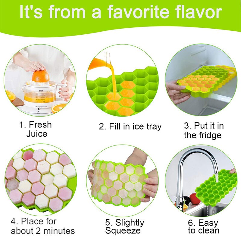 37 Cavity Ice Cube Tray Honeycomb Ice Cube Mold Microwaveable