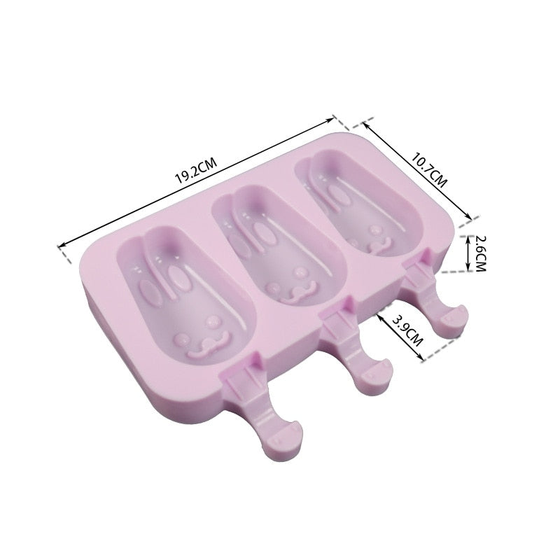 Silicone Ice Cream Mold Reusable Popsicle Molds Cute Cartoon