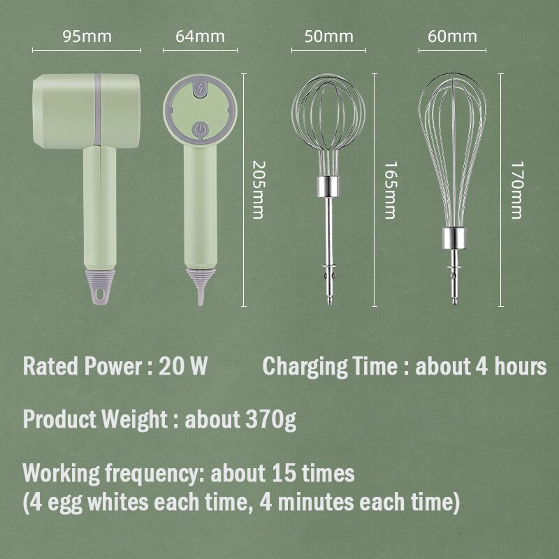 Electric Egg Whisk Garlic Chopper Masher Wireless Strong Power