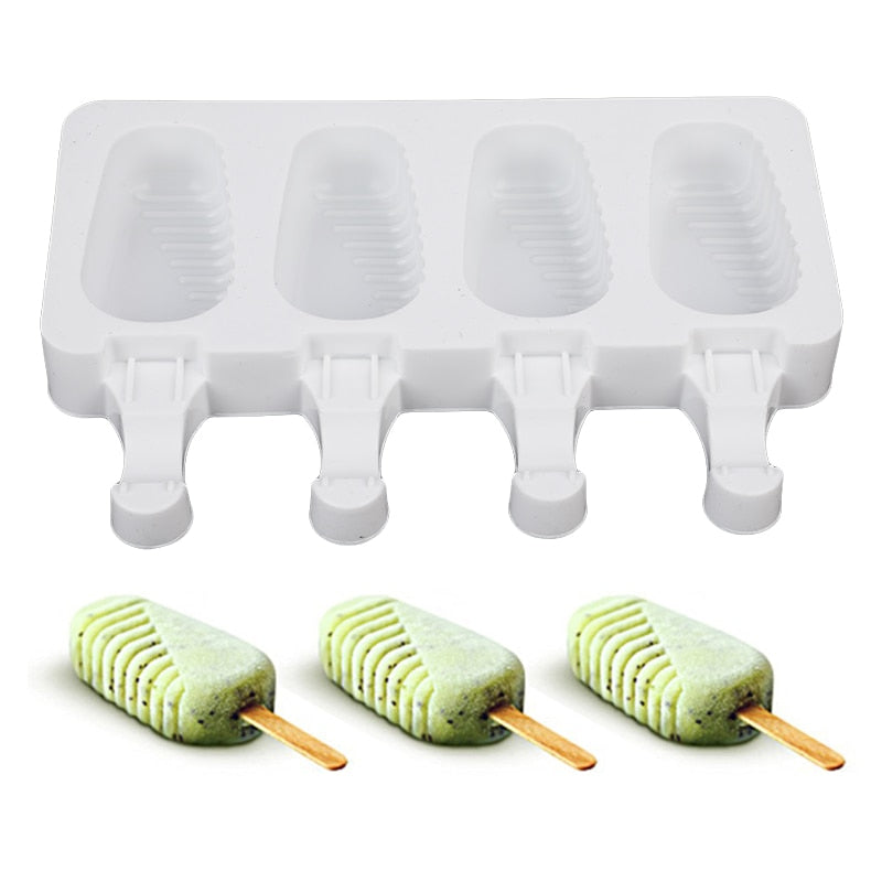 Ice Cream Molds 4 Cell Ice Cube Tray Food Safe Homemade Freezer