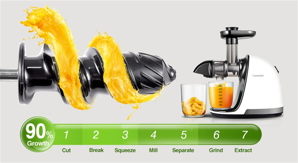Masticating Juicer BPA-free Quiet Motor Juicer Wheatgrass Juicer Pulp Ejection