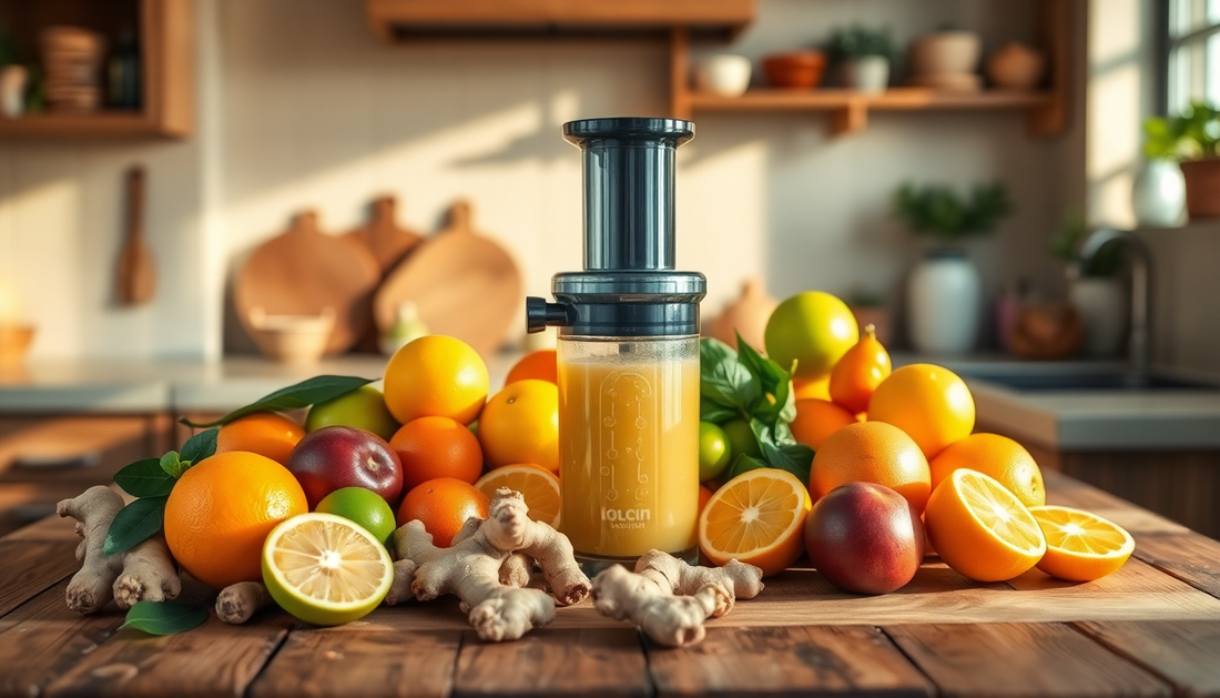 Unlock the Juicing Power of Pomegranate, Orange, Ginger, and Lemon with a Manual Juicer from BlenderJuice.com