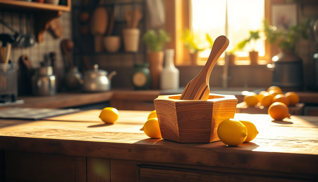 Unlock the Power of Fresh Juice with the Ten-Corner Wooden Lemon Squeezer from BlenderJuice.com