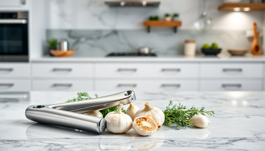 Elevate Your Cooking with the 304 Stainless Steel Garlic Press from BlenderJuice.com