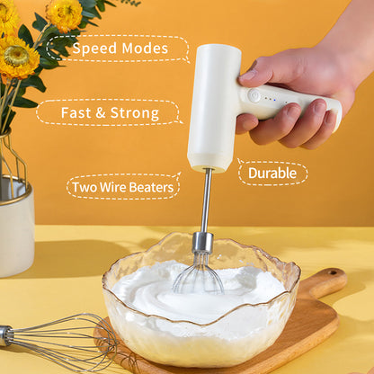 Electric Egg Beater With 2 Wire Beaters Portable Food