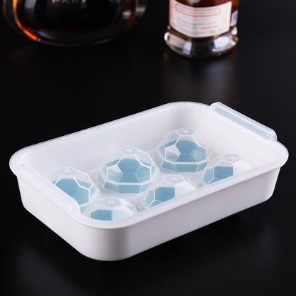 ﻿Silicone Ice Ball Tray with Cover Reusable Ice Cubes Maker Ice Cream Molds