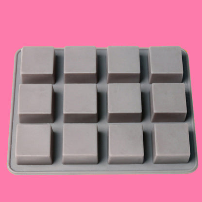 12 Square Silicone Molds, Chocolate Mold, Cake Mold