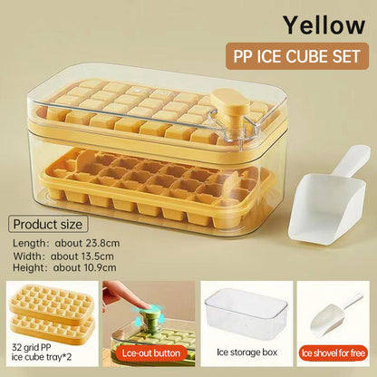 Ice Cube Tray With Lid And Bin, 64 Pcs Ice Cubes Molds, Ice Trays