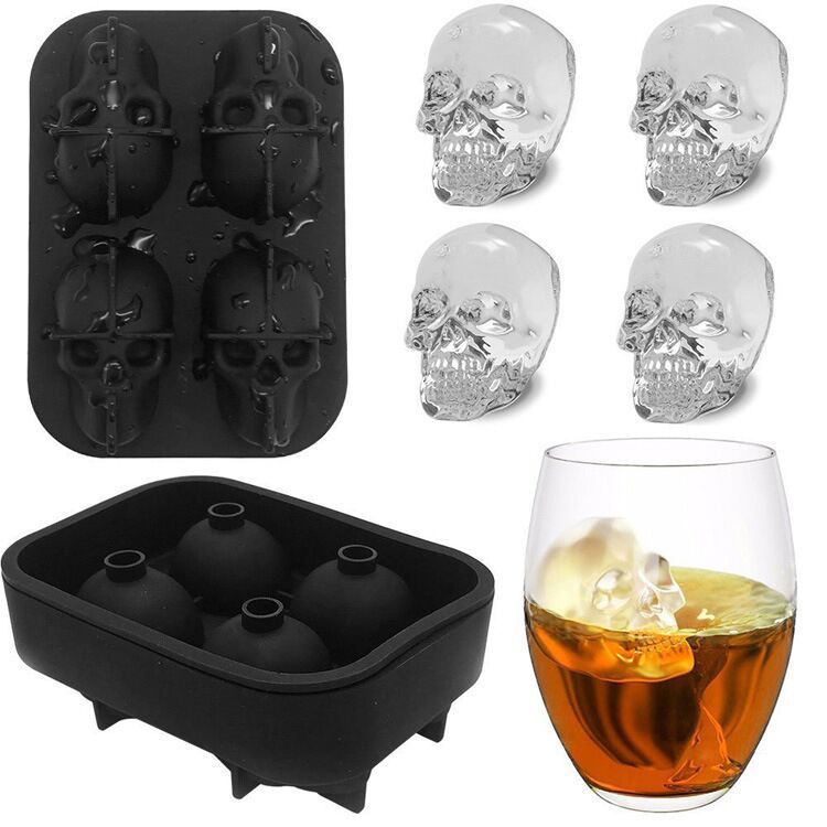 Silicone quadruple skull Silicone ice tray