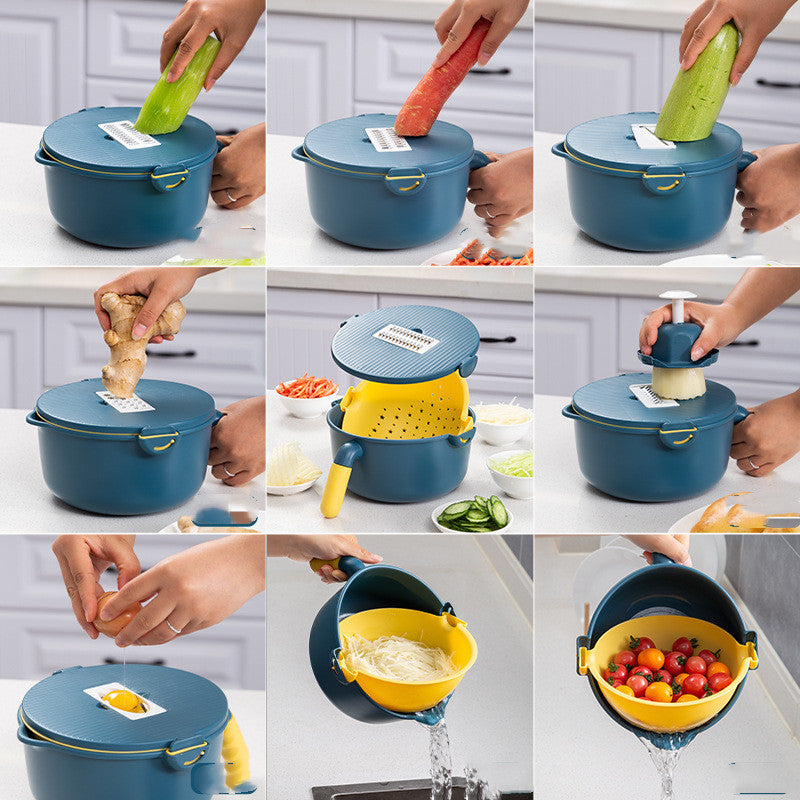 Multifunctional Vegetable Cutter Lazy Household Drain Basket