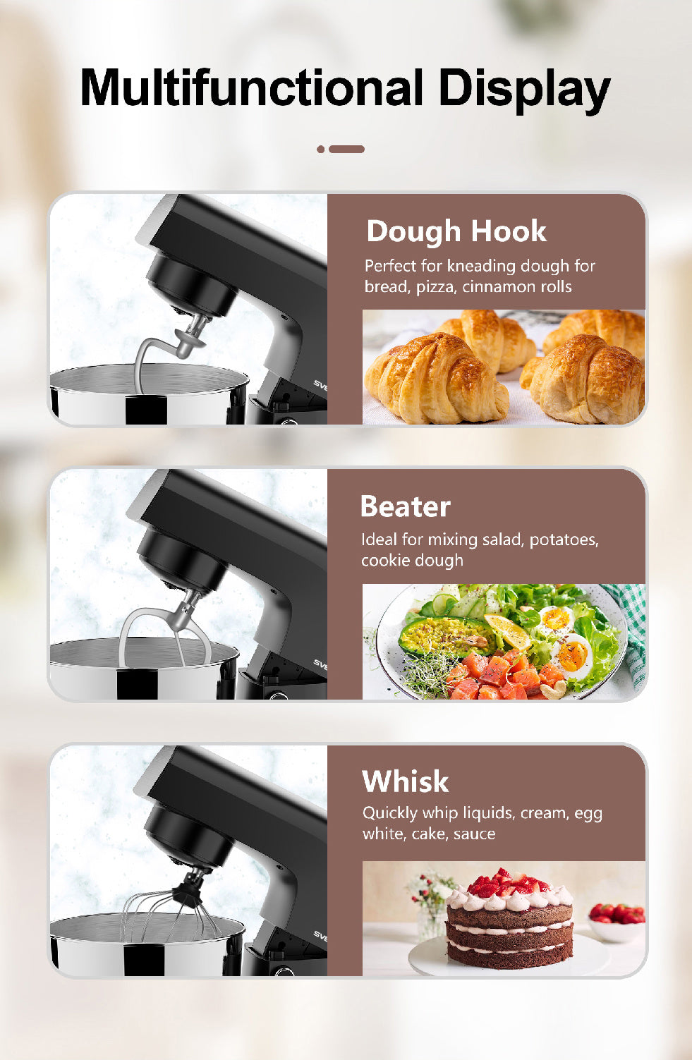 Stand Mixer Chef Machine Food Mixer 10-Speed Control