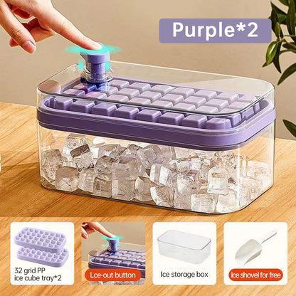 Ice Cube Tray With Lid And Bin, 64 Pcs Ice Cubes Molds, Ice Trays