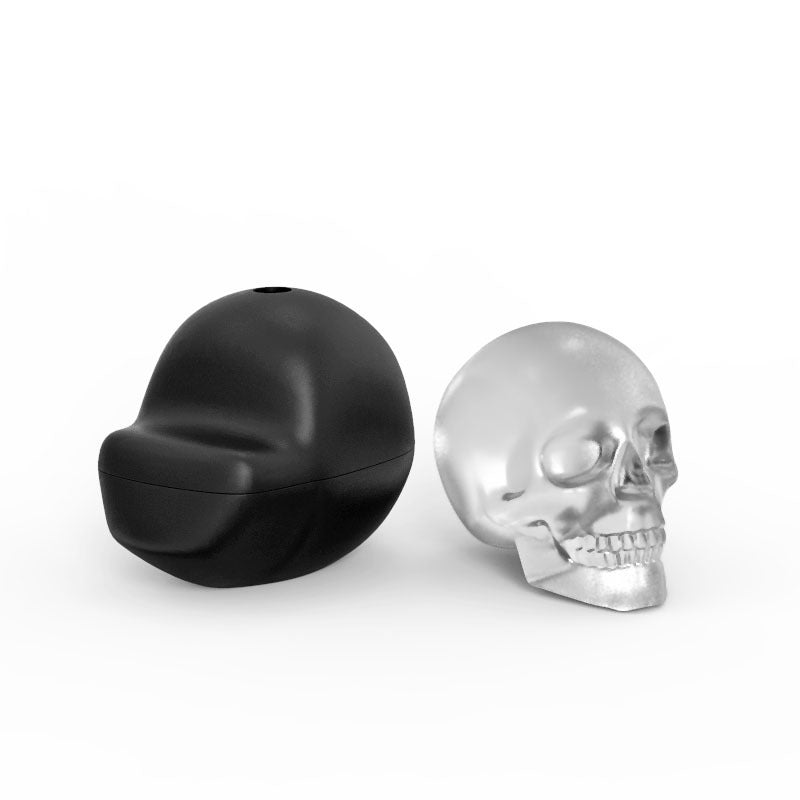 Single Hole Big Skull Shape Lidded Silicone Ice Tray