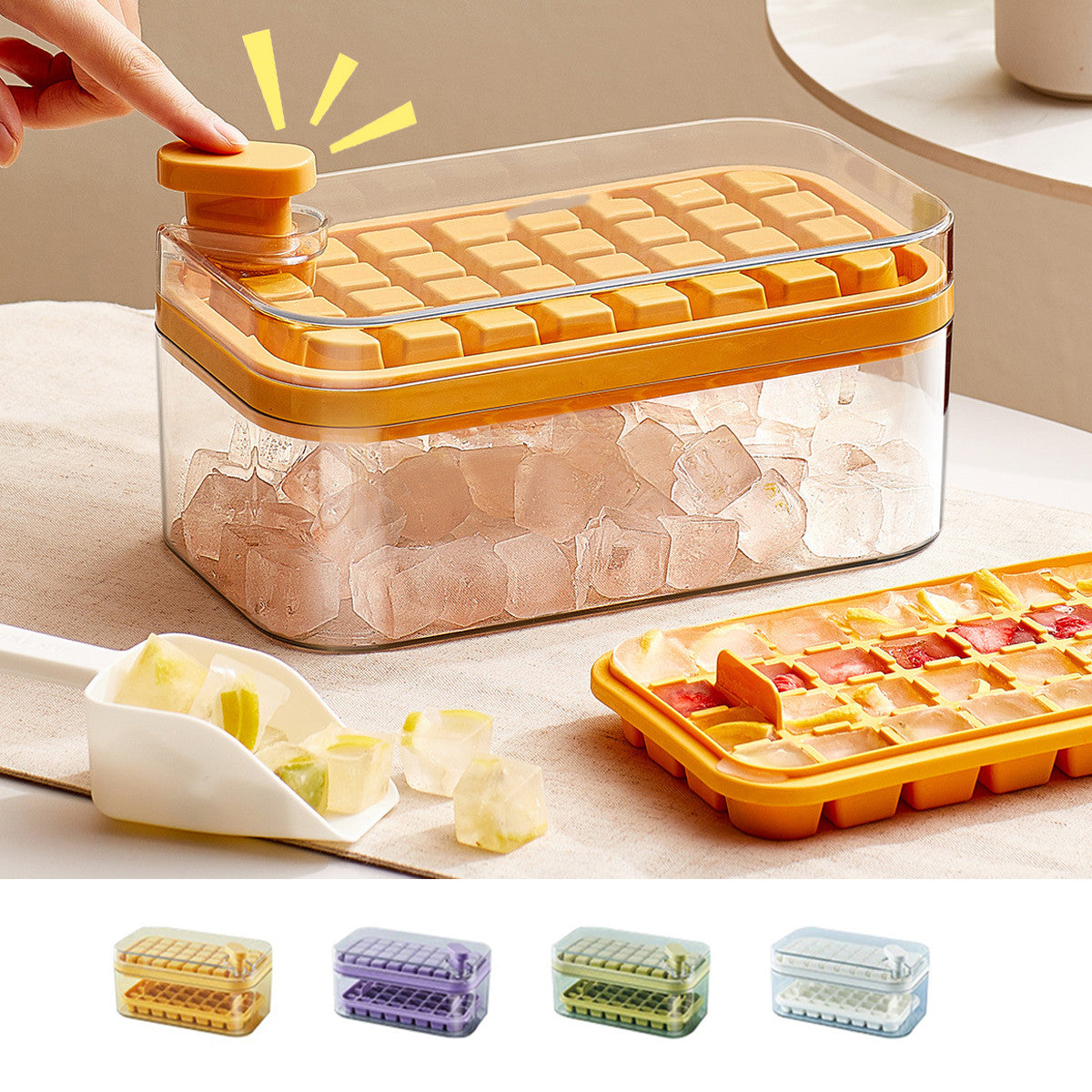 One-button Press Type Ice Mold Box Plastics Ice Cube Maker