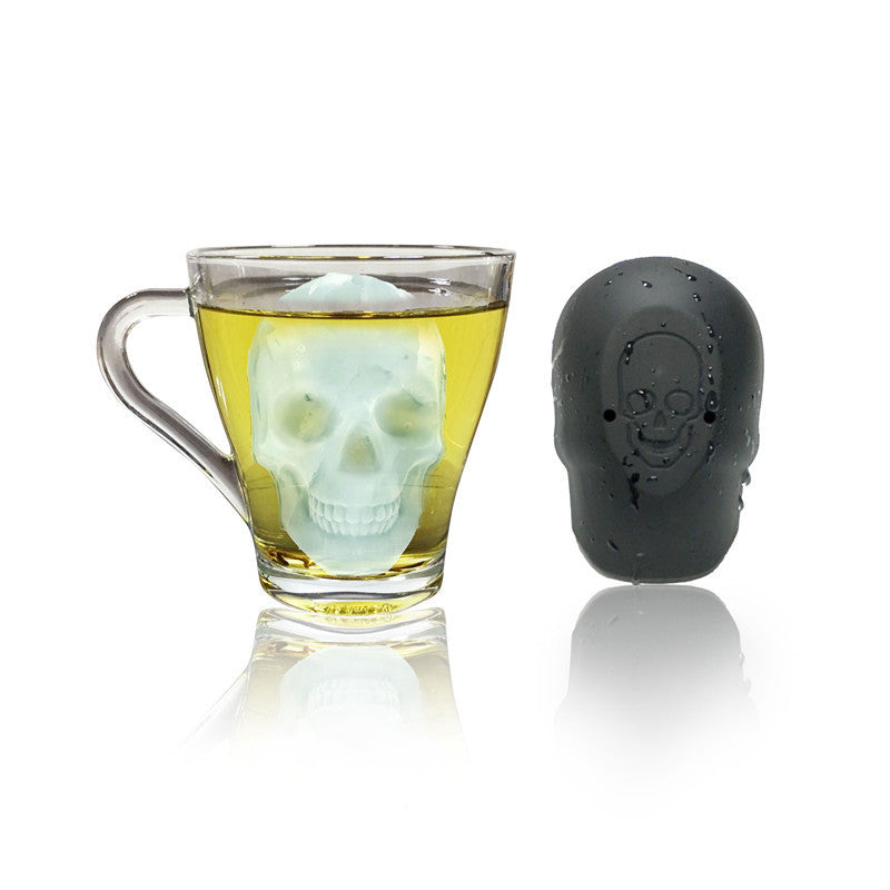 Single Hole Big Skull Shape Lidded Silicone Ice Tray