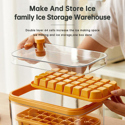 Ice Cube Tray With Lid And Bin, 64 Pcs Ice Cubes Molds, Ice Trays