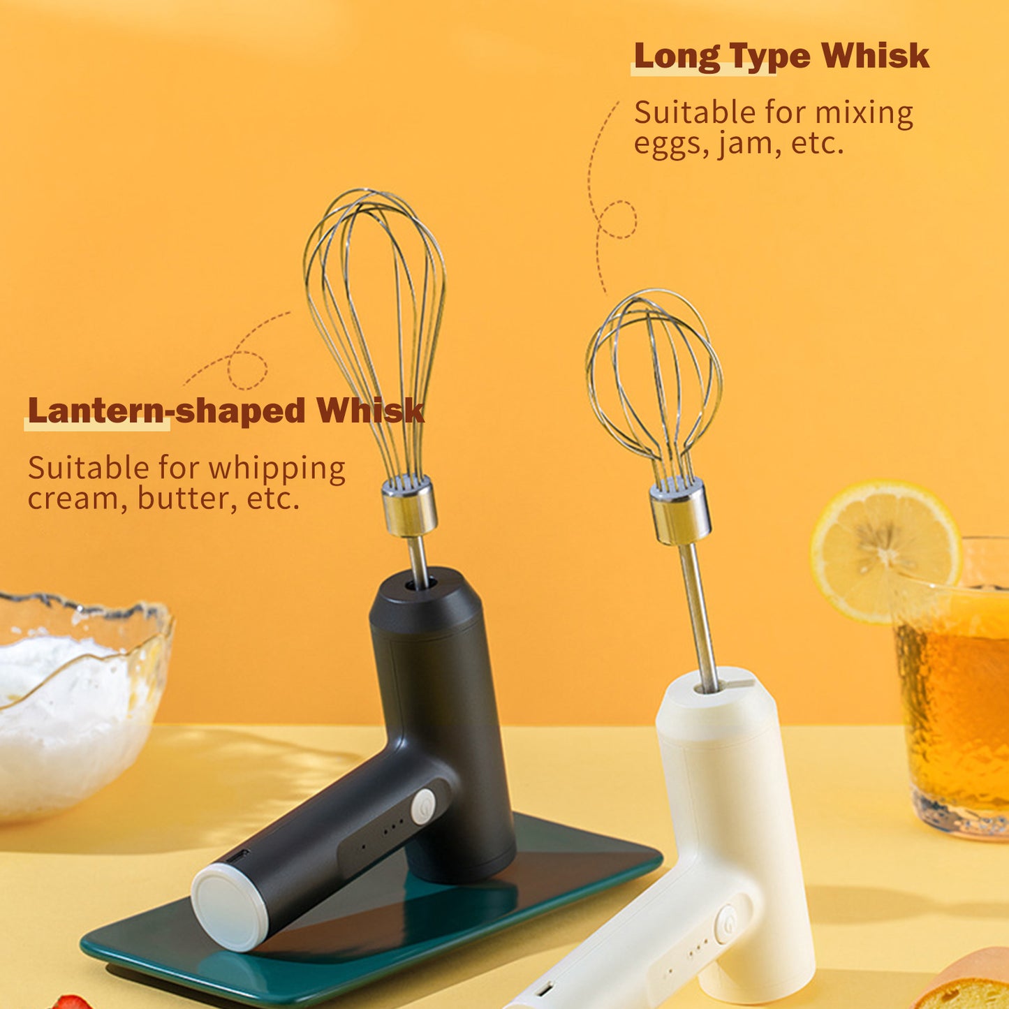 Electric Egg Beater With 2 Wire Beaters Portable Food