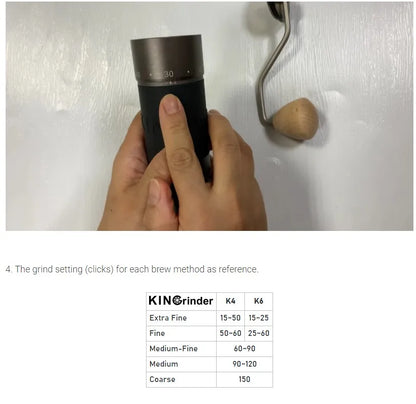 Kingrinder K4 /K6 manual coffee grinder portable mill