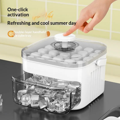 Double Layer 50 Cube Ice Maker with Easy Press Cap