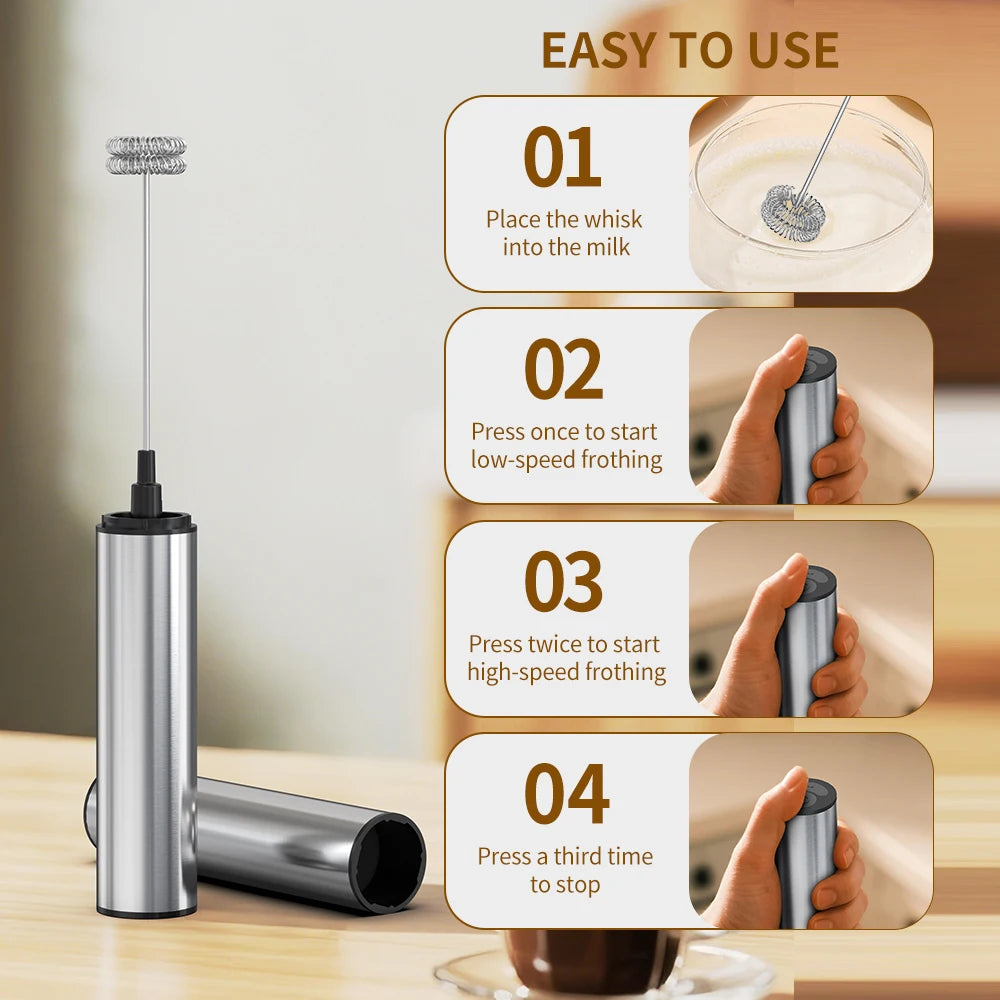 Wireless Electric Mini Milk Frother Coffee Whisk Portable Egg Beater