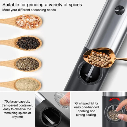 Electric Salt and Pepper Grinder Set With Led Light USB Rechargeable