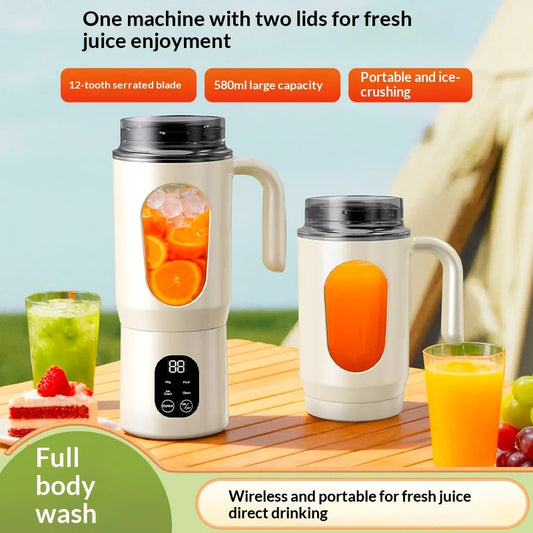 USB Charging Juicer, mini Ice Crusher, Can Make Smoothies and Milkshakes, Perfect for Travel, Double Lid Portable Handle Juicer