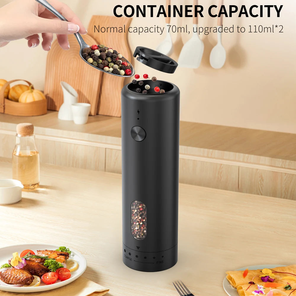 1PC/2PCS USB Rechargeable Automatic Pepper Grinder Set Salt And Pepper