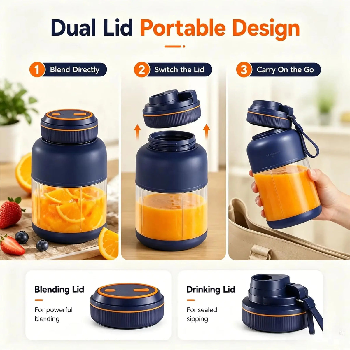1300ML Portable Electric Juicer Blender for Home