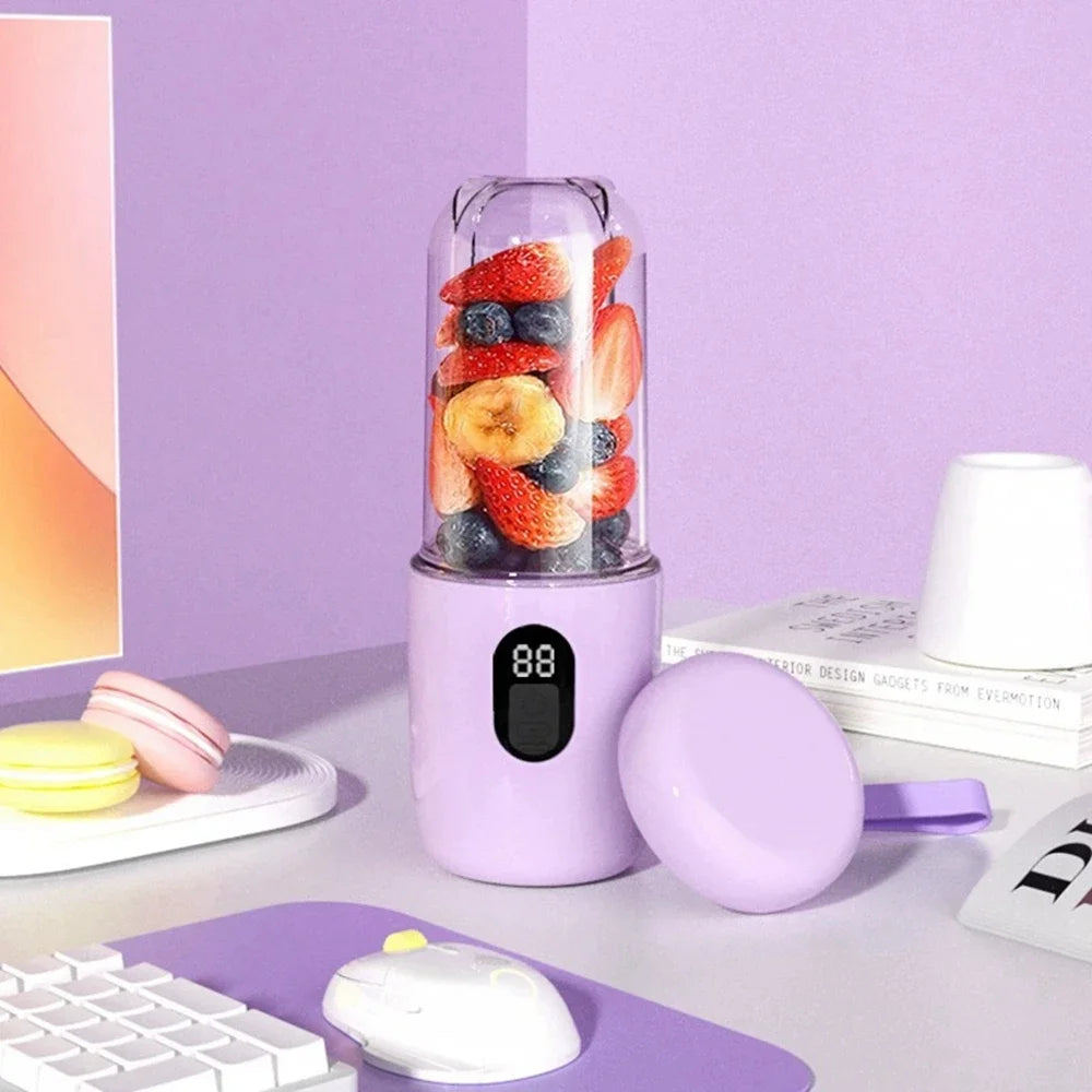 500ML Portable Blender with Lid Rechargeable Wireless Orange Juicer