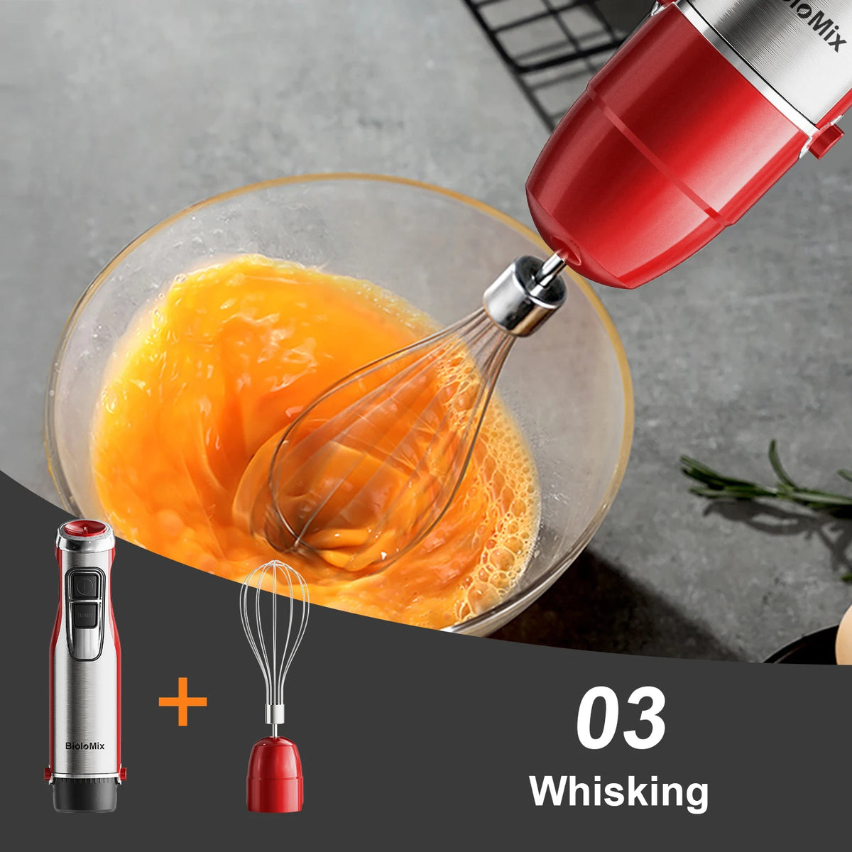 BioloMix 4-in-1 Hand Stick Blender 1200W Stainless Steel Immersion