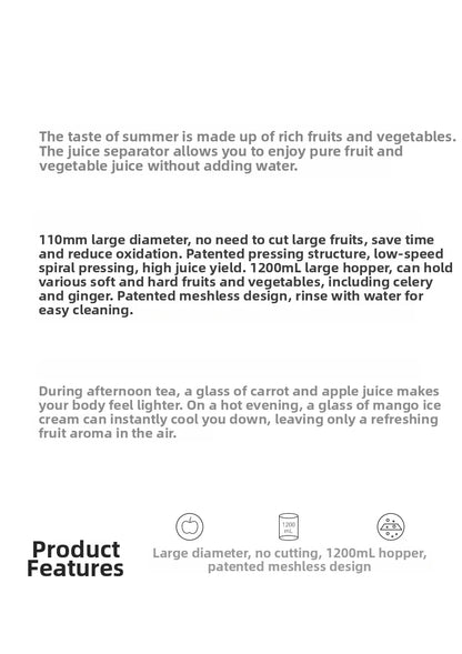 Large-Caliber Juicer Automatic Juicer Low-Speed Slag Juice