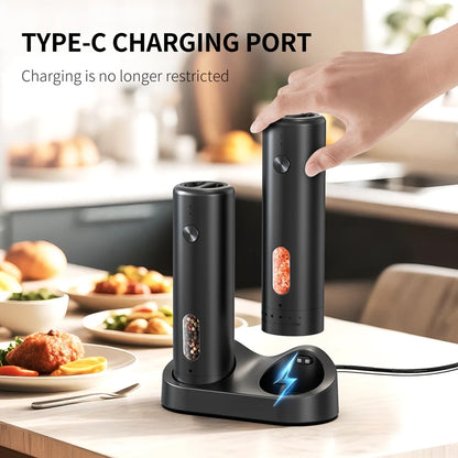 1PC/2PCS USB Rechargeable Automatic Pepper Grinder Set Salt And Pepper