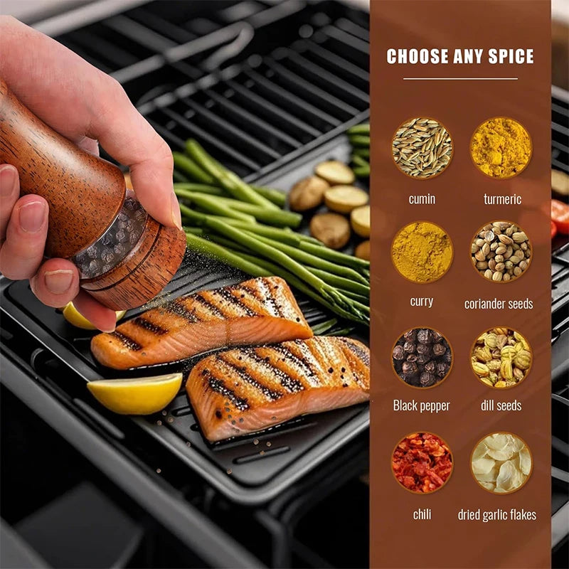 Wood Salt and Pepper Mills Set Classic Manual Spice Grinder