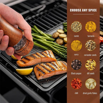 Wood Salt and Pepper Mills Set Classic Manual Spice Grinder