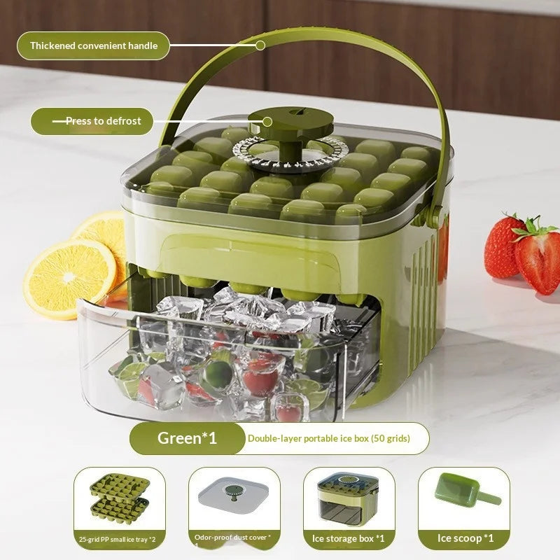 Double Layer 50 Cube Ice Maker with Easy Press Cap