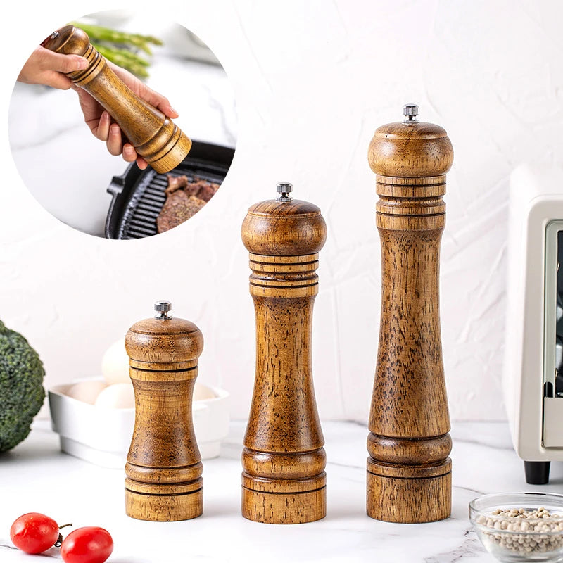5/8/10 Inch Salt and Pepper Mills Solid Wood Spice Grain Grinder