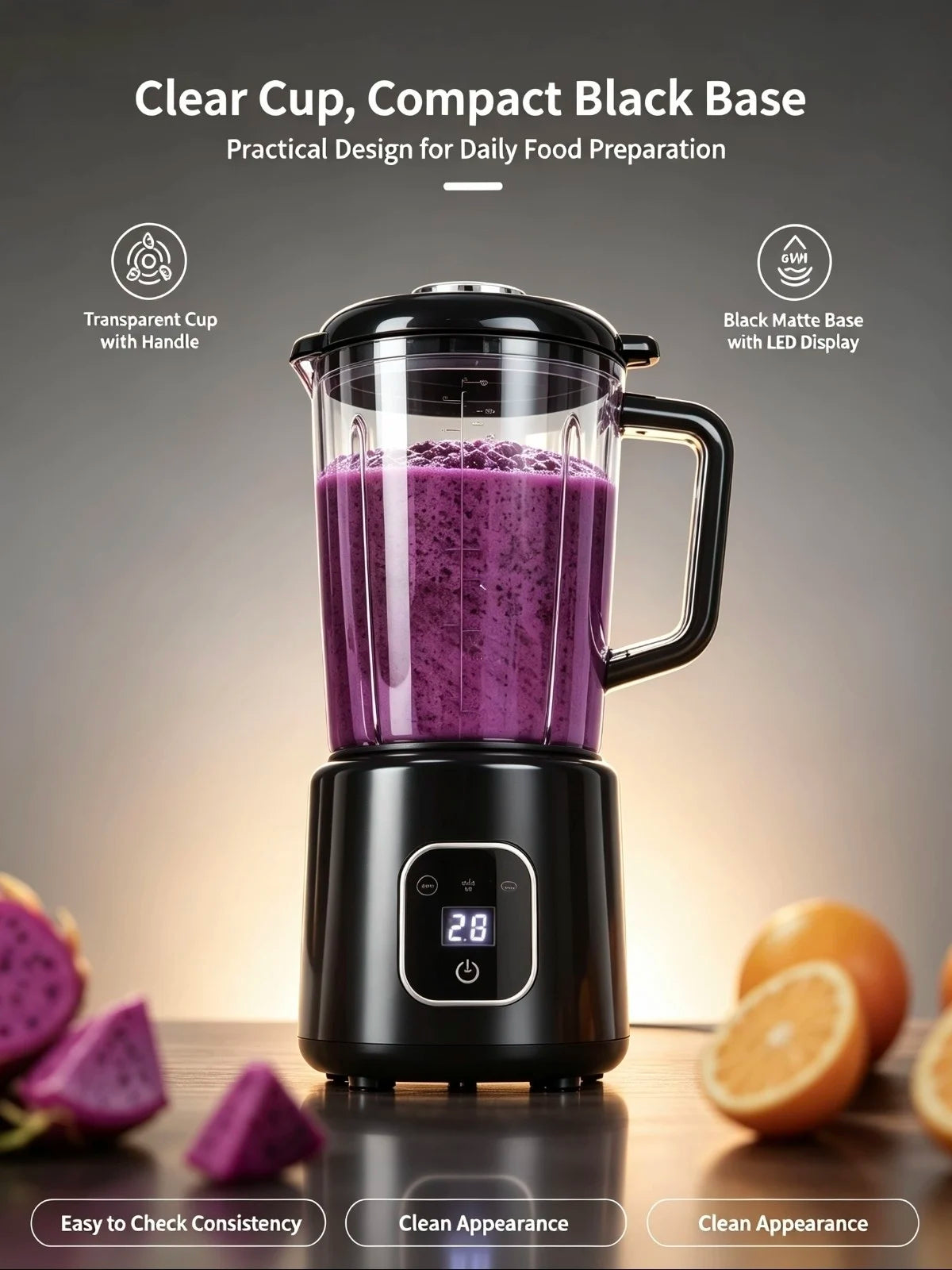 Juicer Smoothie Maker LED Display Easy Clean Countertop Blender for Baby