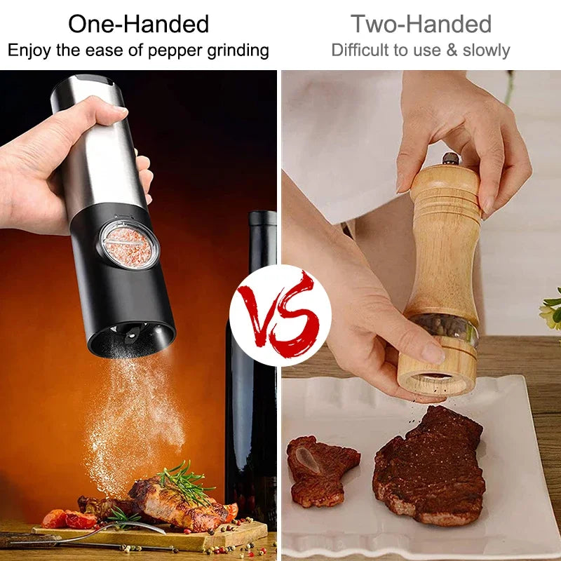 Electric Salt and Pepper Grinder Set With Led Light USB Rechargeable