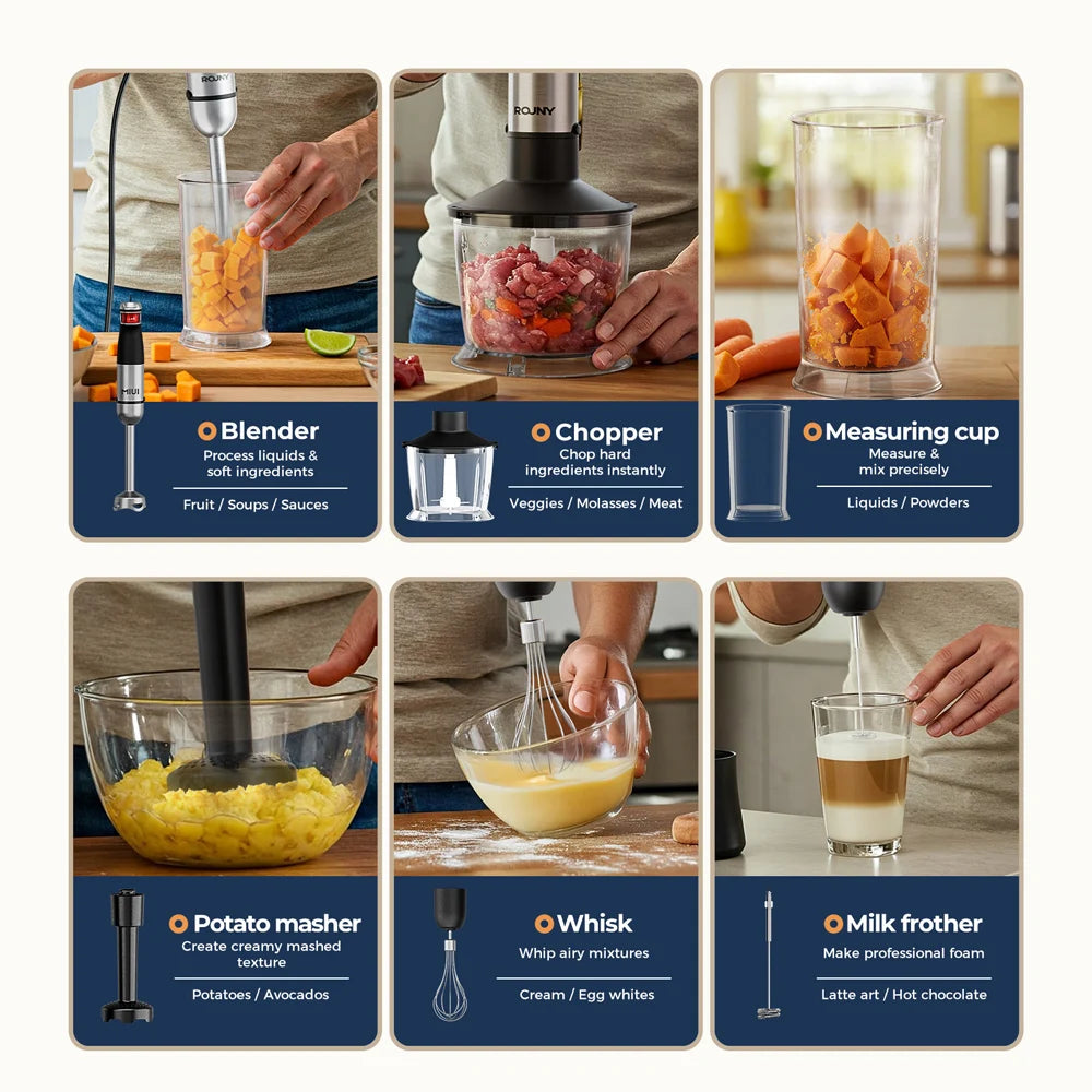 Electric Hand Held Stick Blender 6-in-1 Multi-Purpose Immersion