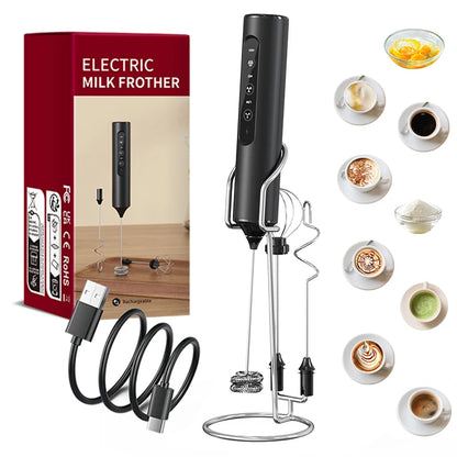 3 in 1 Electric Handheld Milk Frother 3 Adjustable Speeds Mini Hand Mixer Detachable Stainless Steel Whisk Home Kitchen Use Tool