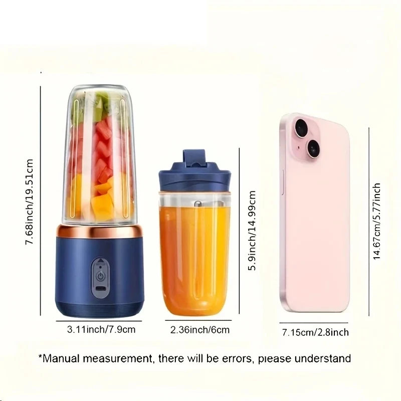 6 Blades Electric Juicer Cup 2 Cups For Travel Portable Juicer Mixer