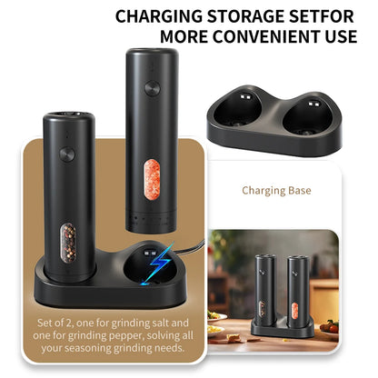 1PC/2PCS USB Rechargeable Automatic Pepper Grinder Set Salt And Pepper